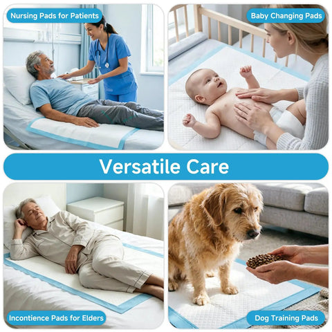 Top Shelf Super Absorbent Disposable Adult Bed Pads, Extra Large Heavy Duty Incontinence Underpads, Waterproof Chux Sheets For Elderly And Pets, Solid Protection Mattress Covers 30 Count used for patient care, baby changing, elder support, and dog training.