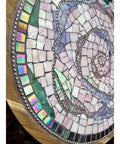 Handmade Broken Glass Mosaic Lazy Susan Centerpiece For Kitchen And Dining Table 10 Inch Turntable With Artsy Finish