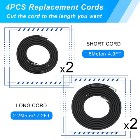 Heavy Duty Replacement Cords For Zero Gravity Chairs Tough As Nails Elastic Repair Laces For Recliners And Beach Loungers Premium Nylon Bungee Fix String Set Black 1.5m and 2.2m lengths shown.