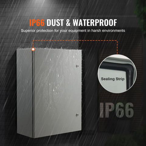 Heavy Duty Workhorse Electrical Enclosure Box Solid Cold Rolled Steel Junction Cabinet with IP66 waterproof seal in rain.