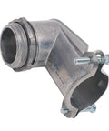 Rock Solid 90 Degree Squeeze Connector For 1 Inch AC MC And Flexible Metal Conduit, durable zinc alloy elbow joint fitting.