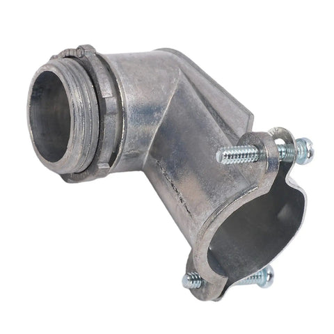 Rock Solid 90 Degree Squeeze Connector For 1 Inch AC MC And Flexible Metal Conduit, durable zinc alloy elbow joint fitting.