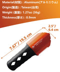 Backpacking Trowel With Grip Handle Cover Aluminum Camping Shovel size specifications in orange with black handle.