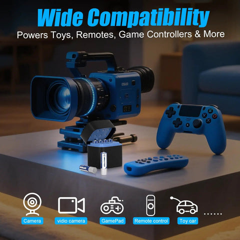 8 Pack Rechargeable AA Batteries With Charger 1.5V 3600mWh Lithium Double A LED Display near camera and game controller