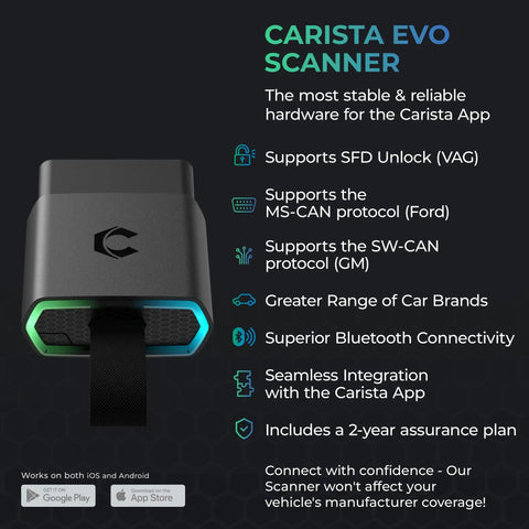 EVO Bluetooth OBD2 Scanner For Any Car Diagnostic Tool Code Reader With Live Data And Customizations with app features
