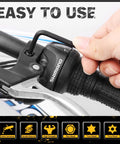Using 41 Piece Hex Key And Torx Wrench Set With Torque Handle In Storage Case on bicycle handlebar, showcases hex key use