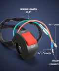 Universal Motorcycle Handlebar Toggle Switch With On Off Push Button 12V 10A For 7/8 Inch Handlebars Fits U5 U7 U2 Motorcycles Scooters Electrombile Motorbike Red Must Have, 22.8" wiring, bullet connectors