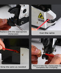 Detailed steps on using the Heavy Duty Three In One Electric Terminal Crimping Machine With Foot Switch And Seven Dies.