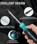 2 Piece S2 Steel Pro Grade Screwdriver Set With Non Slip Grip And Clearly Marked Specs Phillips And Flathead Drivers For Home Shop And Industrial Use Heavy Duty Build Designed For Tough Jobs demonstrated by person holding flathead, emphasizing durability, corrosion resistance, and specification markings.