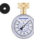 Blue Steel 2-1/2 Inch Water Pressure Gauge 0-200 PSI with 3/4 Inch Hose Thread, visible black dial and brass fitting