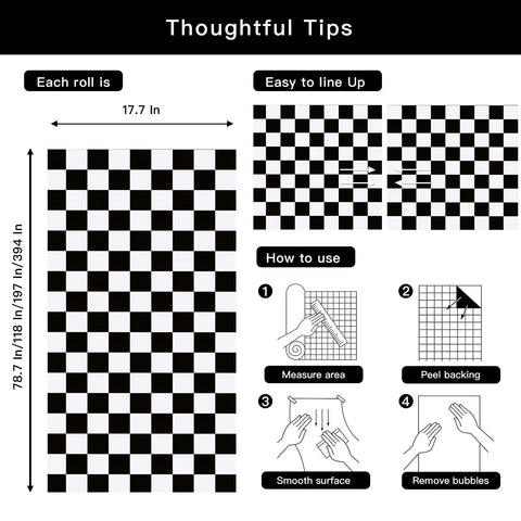 Peel And Stick Mosaic Checkered Black And White Wallpaper Self Adhesive Contact Paper 17.7x118 Inch Installation Guide