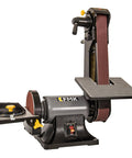 Heavy Duty 2x42 Inch Belt And 6 Inch Disc Sander Combo with 0.5 HP Belt Drive and 3.5 Amp Motor, large work table visible