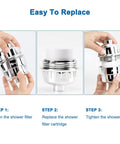 Step-by-step install guide for 15 Stage Shower Filter Replacement Cartridge With VC For High Output Universal Fit