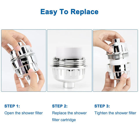 Step-by-step install guide for 15 Stage Shower Filter Replacement Cartridge With VC For High Output Universal Fit