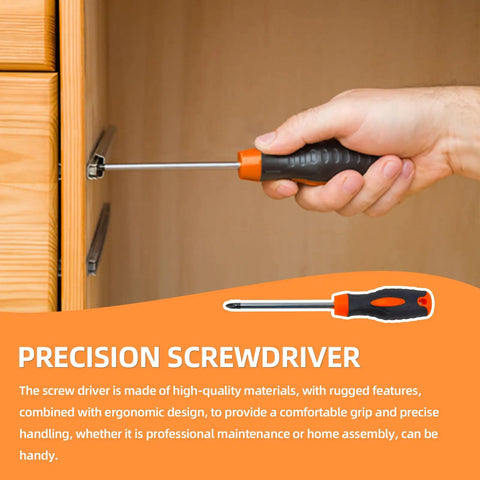 Person using precision screwdriver from 20 Piece Orange Home Tool Set With Ergonomic TPR Handles for DIY home repairs.