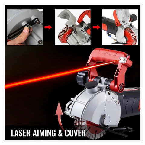 4800W Wall Chaser Concrete Cutter With One Time Molding For Fast Clean Wall Chases 125mm Circular Saw Powerful Electric Slotting Tool For Durable Efficient Job Site Performance with laser aiming cover