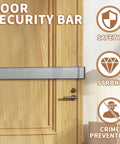 Heavy Duty Door Security Bar With Brackets Kit For Front Door, Easy Four Screw Install, steel bar installed on wooden door