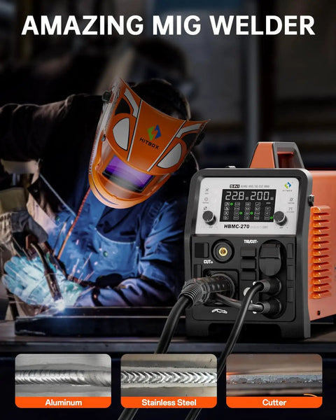 Welder using Multifunctional Welder Plasma Cutter Combo with 200A 220V Inverter and aluminum pulse MIG TIG stick gas and flux core