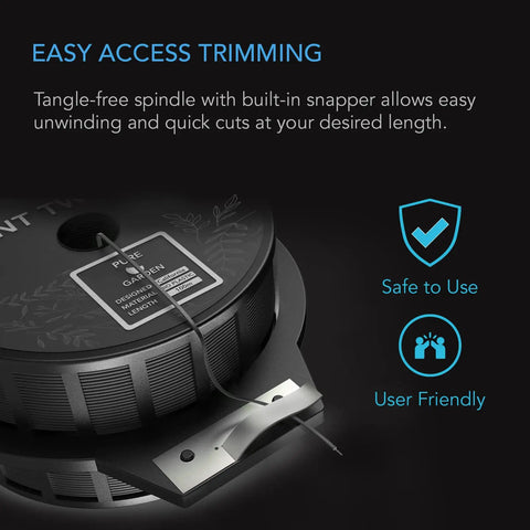 Twist Ties With Built In Cutter, 100m All Purpose Reusable Black Wire Plant Ties spool with easy access trimming feature.