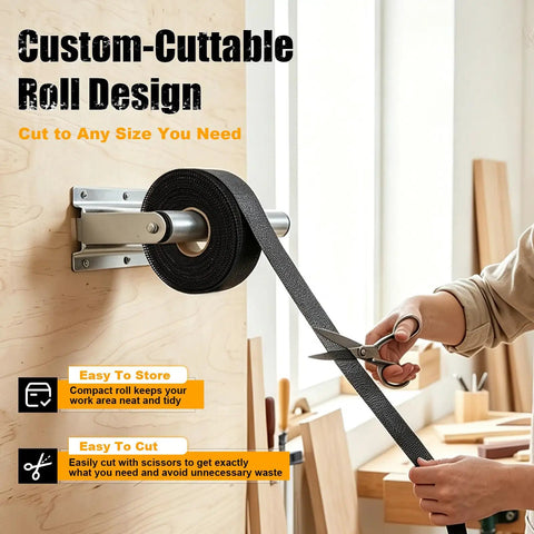 Heavy Duty Emery Cloth Roll for Copper Pipe Sanding with Premium Silicon Carbide And Double Side Open Mesh Design, custom-cut roll being cut.