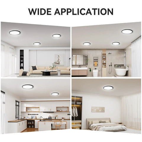 Ultra Slim 12 Inch LED Flush Mount Ceiling Light 3200lm 5000K Daylight White in bedroom, living room, kitchen, and bathroom