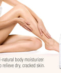 Food Grade Mineral Oil For Wood And Kitchen Surfaces 1 Gallon Vegan Formula Enriched With Vitamin E bottle next to a woman moisturizing her legs.