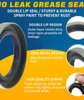 Front view of GREPSPUD trailer axle hub bearing seal kit, metal circular seal with black rubber inner lip.