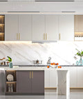 Modern kitchen with 10 Pack 5 Inch Champagne Bronze Cabinet Handles For Kitchen Cabinets And Drawers 128mm Cabinet Pulls Hardware installed