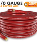 1/0 Gauge CCA Copper Clad Aluminum Power Ground Wire 20ft Red For Car Amplifiers Big 3 Upgrade Battery Cable With Lug Terminals And 3:1 Heat Shrink Tubing Durable Auto Electrical Cable, coiled red wire