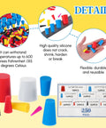 250 Pcs Rubber Silicone Tapered Plugs Kit With 9 Sizes And 8 Styles, Storage Box Included, DIY Ready Pro Grade For Coating, Holes, And Painting Protection, One Sixteenth Inch To One Inch Stopper Set details with temperature tolerance and different color plugs displayed.