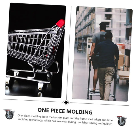 Shopping cart fitted with Heavy Duty Non Slip Swivel Caster Wheels With Safety Brake Industrial Rubber Rollers for easy mobility.