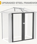 6x4 Ft Outdoor Storage Shed Lockable Metal Tool Shed Waterproof Garden Shed With Vents For Backyard Patio Garage Lawn White