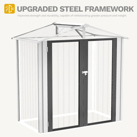 6x4 Ft Outdoor Storage Shed Lockable Metal Tool Shed Waterproof Garden Shed With Vents For Backyard Patio Garage Lawn White