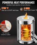 VEVOR 12kg propane melting furnace kit in stainless steel; home foundry with crucible and tongs, front view