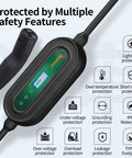 Level 2 EV Charger 40A 9.6kW Fast Charging showing safety features on display and charging plug, ensuring reliable performance.