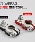 Nissan Battery Terminals Kit with red positive and black negative connectors, durable plastic cover for 1998-present models