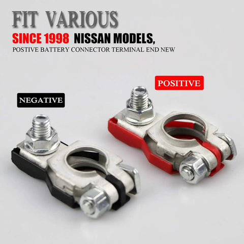 Nissan Battery Terminals Kit with red positive and black negative connectors, durable plastic cover for 1998-present models