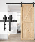 Beefy Heavy Duty Sliding Barn Door Hardware Kit for 6ft Single Door, Smooth Quiet Operation, Easy To Install, Black J Shape Hangers
