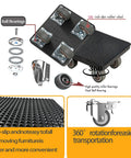 Diagram of Heavy Duty Furniture Sliders With Four Wheels And 360 Degree Rotating Mover Set For Moving Sofa Bed Table And Other Big Furniture Maximum Load 1100 Lbs Non Slip Easy Glide Dolly highlighting features.