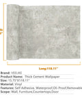 Concrete Wallpaper Peel And Stick With Limewash Texture For Walls Dope Cement Look Waterproof Removable Self Adhesive Contact Paper For Bedrooms Bathrooms And Countertops 15.7 By 118 Inches Roll displayed in a roll