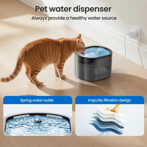 Smart Automatic Pet Feeder And Water Fountain For Cats And Dogs With Wifi App Control And Voice Recorder Keeps Kibble Crisp And Makes Daily Meals An Absolute Breeze For Pet Parents with cat drinking from water dispenser.