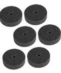 Six Piece Nylon Buffing Wheels With 10mm Hole For Furniture Polishing And Delicate Burnishing Jobs That Look Fresh Without Gouging The Surface, set of 6 black discs.