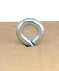 Quarter inch by one foot marine grade carbon steel eye bolt on cardboard surface, part of a set with nuts for outdoor heavy-duty use.