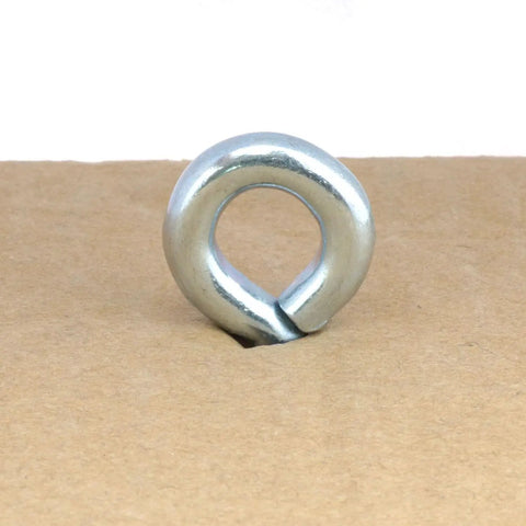 Quarter inch by one foot marine grade carbon steel eye bolt on cardboard surface, part of a set with nuts for outdoor heavy-duty use.