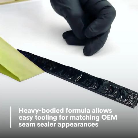 Heavy Bodied Auto Seam Sealer Two Part Epoxy Self Mixing Car Body Sealant Black 200 Ml Cartridge With Metered Mixing For OEM Style Seals Non Flowing Formula That Lets You Tool It Easily On Vertical Or Horizontal Joints