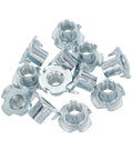 Tough As Nails M12 T Nuts, 12 Pc Zinc Plated Steel Four Prong Blinds For Woodwork And Cabinetry, detailed view of steel threaded inserts.