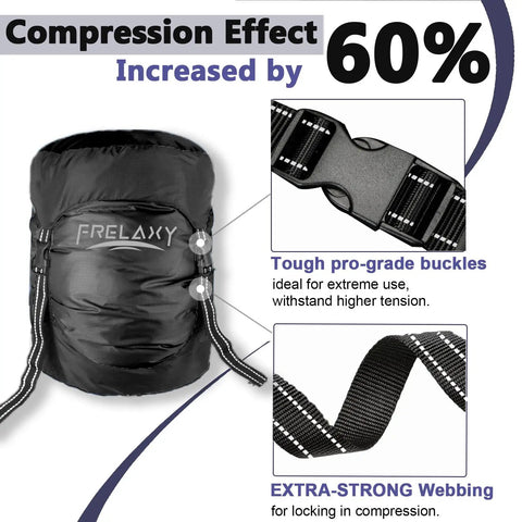 Compression Sack For Camping And Backpacking Ultralight Water Resistant Stuff Sack With 11L 18L 30L 45L Capacities, black with buckles