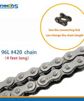 Go Kart Clutch With Three Quarter Inch Bore 10 Tooth And 40 41 420 Chain Centrifugal Clutch For Predator 212 Mini Bike Go Kart Lawnmower Honda GC GX Two To Six Point Five HP Engines Performance Parts, showing 96L #420 chain with connecting link, 4 feet long