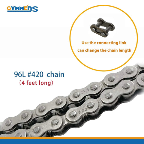 Go Kart Clutch With Three Quarter Inch Bore 10 Tooth And 40 41 420 Chain Centrifugal Clutch For Predator 212 Mini Bike Go Kart Lawnmower Honda GC GX Two To Six Point Five HP Engines Performance Parts, showing 96L #420 chain with connecting link, 4 feet long
