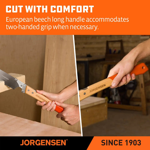 Person using Kataba Japanese Pull Saw Folding Ten And Three Eighths Inch With Premium SK5 Steel Blade And Fourteen Teeth Per Inch
